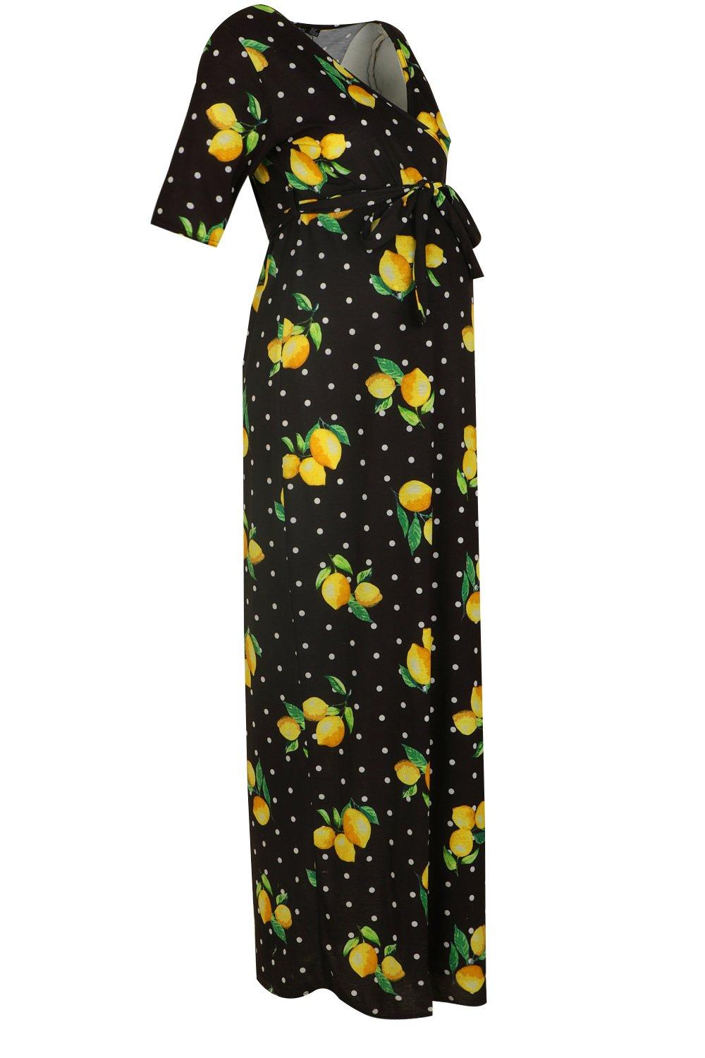 Maternity Lemon Print Wrap Dress | boohoo